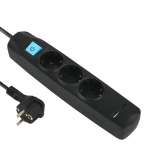 Ilgiklis ELECTRALINE, 3 lizd. + 1xUSB-A + 1xUSB-C, 1,5 m, su įž., su jungikliu, 3 x 1,0, max 17 W, j