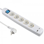 Ilgiklis ELECTRALINE, 5 lizd. + 1xUSB-A + 1xUSB-C, 1,5 m, su įž., su jungikliu, 3 x 1,0, max 17 W, b
