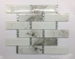Stiklo mozaika MONA MOSAICS Td2116, 300 x 321 x 8 mm, 11 vnt./dėž., spl. balta/ baltas marmuras/ bli