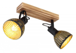 Kryptinis &scaron;viestuvas GLOBO Lenna, E27, 2 x 40W, 230V, juodos matinės sp. metalas, tamsiai rudas medi