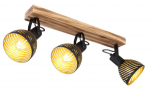Kryptinis &scaron;viestuvas GLOBO Lenna, E27, 3 x 40W, 230V, juodos matinės sp. metalas, tamsiai rudas medi