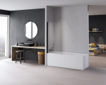 Vonios sienelė HARMONY Relaxa Black HAR-0109, 90 x 140 cm, juodas profilis, skaidrus 6 mm stiklas