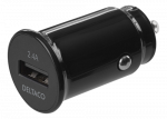 Automobilinis USB įkroviklis DELTACO Usb-Car123, 1xUSB, 2,4A, 12W, 12-24V, juodos spalvos