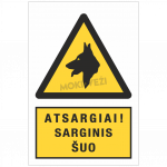 Informacinis ženklas, atsargiai &scaron;uo, 200 x 300 mm, plastikas