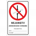 Informacinis ženklas, nejungti-įrenginiuose dirbama, 180 x 290 mm, plastikas