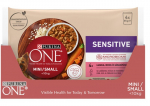 Konservuotas &scaron;unų ėdalas ONE MINI SENSITVE, su la&scaron;i&scaron;a, ryžiais, morkomis, 4x85g