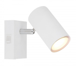 Kryptinis &scaron;viestuvas GLOBO Robby, GU10, 1 x 25W, 230V, su jungikliu, metalinis, baltos sp., 70 x 100