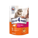 Konservuotas kačių ėdalas CLUB4PAWS, ver&scaron;iena su padažu, 100g