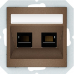 Kompiuterio lizdas VILMA Qr1000 Klrj45-26E2-02, 2 x RJ45, įleidžiamas, 6 kategorijos, mocha sp.