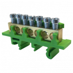 Kontaktinė kaladėlė MOREK MAD0007G00, 7 vietų, įžeminimo, PE7, 7 x 16 mm&sup2;, žalios spalvos