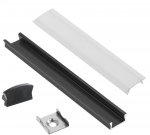 Profilis LED juostoms EUROLIGHT Al-S1-B, aliuminis, vir&scaron;tinkinis, juodos  spalvos anoduotas, ilgis 1