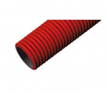 Gofruotas vamzdis POLIECO, D75mm, su viela, raudonos spalvos, 450 N, DN75, 50m.