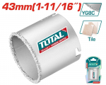 Gręžimo karūnėlė glazūrai TOTAL, YG8C+A3, 43 mm, TAC440431