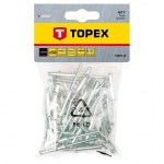 Kniedės TOPEX, 4,0 x 12,5, aliumininės, 50 vnt