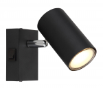 Kryptinis &scaron;viestuvas GLOBO Robby, GU10, 1 x 25W, 230V, su jungikliu, metalinis, matinės juodos sp.,