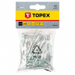 Kniedės TOPEX, 4,8 x 14,5, aliumininės, 50 vnt