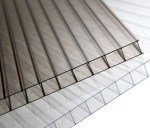 Polikarbonato plok&scaron;tė dvisienė, kamerinė, matmenys 10 x 1050 x 2000 mm, skaidri