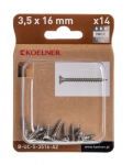 Medsraigčiai KOELNER, 3,5 x 16 mm, įleidžiama galva, nerūd. plieno A2, 14 vnt., PZ