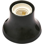 Lempos lizdas ELECTRALINE 71109, E27, su tvirtinimu prie sienos ar lubų, tiesus, plastikinis, juodos