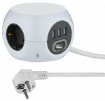 Ilgiklis ELECTRALINE MINI CUBE, 3 lizd., 1,5 m, su įž., 3 USB su jungikliu, 3 x 1,5, baltos sp., 620