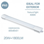 LED &scaron;viestuvas ELECTRALINE, 20 W, 1800 lm, 4000K, IP65 , matmenys: 600 x 80 x 51 mm, 65060