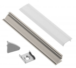 Profilis LED juostoms EUROLIGHT Al-C1-G, aliuminis, kampinis, pilkos spalvos anoduotas, ilgis 1 m, k