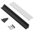 Profilis LED juostoms EUROLIGHT Al-C2-B, aliuminis, kampinis, juodos spalvos anoduotas, ilgis 2 m, k