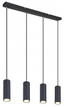 Pakabinamas &scaron;viestuvas GLOBO Robby, GU10, 4 x 35W, 230V, 1,2 m ilgio laidas, metalinis, matinės juod