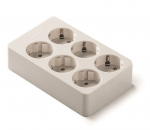 Ki&scaron;tukinis lizdas FAMATEL 2506 E, 6 vietų, su įž., su apsauga nuo vaikų, 16A/250V, baltos sp.,