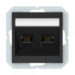 Kompiuterio lizdas VILMA Qr1000 Klrj45-26E2-02, 2 x RJ45, įleidžiamas, 6 kategorijos, matinės juodos