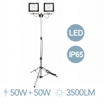 LED prožektorius ELECTRALINE, 2 x 50 W, 7000 lm, IP65, su stovu, laidas 3 m 3x1,0, 63445
