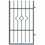 Dekoratyvinės tvoros varteliai POLBRAM Aria, de&scaron;niniai, cinkuoti, pilki, 90 x 150 cm