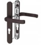 Durų rankena MEDOS, 92 mm Cilindrui, su plok&scaron;tele, rudos spalvos