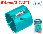 Gręžimo karūnėlė TOTAL, HSS M3 Bi-metal, 4-6 TPI, 64 mm, TAC410641