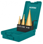 Pakopinių grąžtų rinkinys TOTAL, 3 vnt., HSS, 1 2mm, 20 mm, 32 mm, TACSD2031