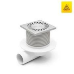 Trapas MCH, d50, 120 x 120, plastikinis, baltas, su nerūdijančio plieno grotelėmis