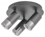 Kryptinis &scaron;viestuvas RABALUX Zircon, GU10, 3 x 5W, 230V, IP20, metalinis, matinės juodos / metalo sp