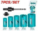 Gręžimo karūnėlių rinkinys TOTAL, Bi-metal, 7 vnt., (19-35 mm), 2 adapt., TACSH1071