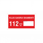 Informacinis ženklas, ugniagiesių i&scaron;kvietimas, 100 x 180 mm, lipdukas