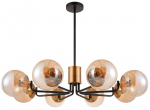 Pakabinamas &scaron;viestuvas G.LUX Gt-380-8-Bl Amber, 8 x E27, 600 mm skersmens, juodos/žalvario/gintaro s