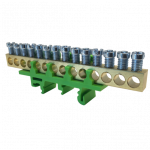 Kontaktinė kaladėlė MOREK MAD0014G00, 14 vietų, įžeminimo, PE14, 14 x 16 mm&sup2;, žalios spalvos