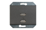 Ki&scaron;tukinis lizdas VILMA XP500, 2xUSB, įleidžiamas, antracito spalvos, 5V DC 3,4 A b/r, USB-3,4A-02