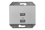 Ki&scaron;tukinis lizdas VILMA XP500, 2xUSB, įleidžiamas, metalo spalvos, 5V DC 3,4 A b/r, USB-3,4A-02