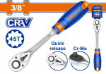 Terk&scaron;linė rankena galvutėms WADFOW, Cr-V+Cr-Mo, 3/8" 45T, 205 mm, WRW1238