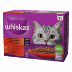 Konservuotas kačių ėdalas WHISKAS, su mėsa, suaugusioms katėms, 12x85 g