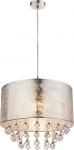 Pakabinamas &scaron;viestuvas GLOBO Amy, E27, 1 x 60W, 230V, matinis nikelis, sidabro sp. tekstilė, 400 x 1