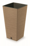Plastikinis lauko vazonas Furu Square ECO Wood, &scaron;viesiai rudos sp., 34,5 x 34,5 x 66 cm.