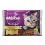 Konservuotas kačių ėdalas WHISKAS Pure Delight, su vi&scaron;tiena ir kalakutiena, suaugusioms katėms, 4x85