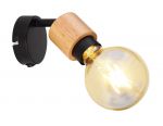 Kryptinis &scaron;viestuvas GLOBO Jorna, E27, 1 x 40W, 230V, su jungikliu, metalinis, su medžiu, matinės ju