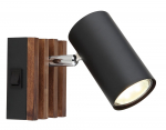 Kryptinis &scaron;viestuvas GLOBO Kayden, GU10, 1 x 25W, 230V, matinis metalas, tamsiai ruda mediena, 80 x